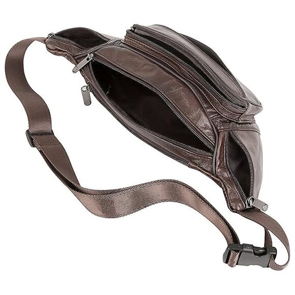 Genuine Leather Fanny Pack/Waist Bag/Organizer , Brown-861 Medium - Picture 8 of 9
